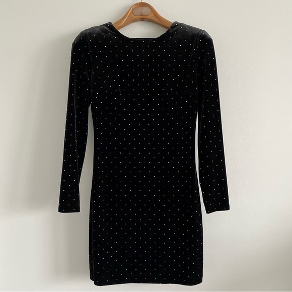 Express NWOT Black Velour Studded Dress Size 2 - Picture 1 of 11